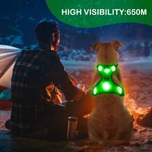 Light Up Dog Harness - Reflective LED Dog Vest Harness Safety Dog Lights For Night Walking - Green - View 4