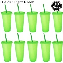 20 ،10 ،1 قطعة أكواب بلاستيكية قابلة لإعادة الاستخدام بسعة 24 أونصة مع أغطية وقشاطات - 10 قطع ، أكواب ماء متينة للقهوة المثلجة ، أكواب سفر كبيرة صدغية ، مثالية لحفلات الهالوين والأعياد الميلادية والعيد المجيد وهدايا الافتتاح ، خفيفة الوزن ، مستطيلة ، خالية من البولي فينيل كلوريد ، للغسيل اليدوي فقط - متعدد الألوان - مشاهدة 18