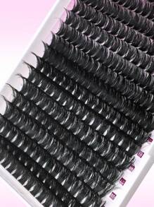 320 PIEZAS Racimos de pestañas individuales 80D Rizado D 9-16mm Kit de extensión de pestañas postizas Súper gruesas, de volumen dramático, esponjosas, ultraligeras y súper suaves, reutilizables para uso personal en el hogar o en movimiento para la vida diaria, boda, citas, fiestas, festivales de música y Halloween