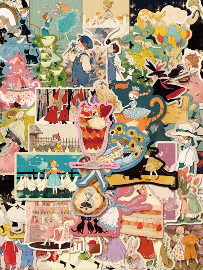 50pcs Fairy Tale Series Cute Cartoon Stickers DIY Decoration For Mobile Phones, Laptops, Water Bottles, Notebook Waterproof Stickers