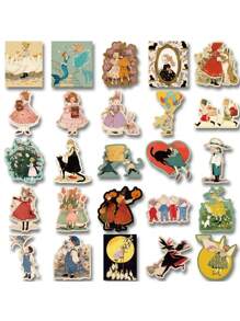 50 piezas Pegatinas de dibujos animados lindos de la serie de cuentos de hadas para decoración DIY para teléfonos móviles, portátiles, botellas de agua, cuadernos, pegatinas impermeables