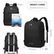 30L Lightweight Carry-On Cabin Size Multi-Function Travel Backpack Water-Resistant Laptop Bag Fits Underseat Ideal For Weekend Trips School Business Men And Women - Black - View 4