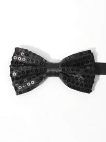 1 pezzo Papillon casual da uomo di colore solido nero/blu/rosso/giallo/argento glitterato a doppio strato, adatto per feste, banchetti, vacanze, regali, esibizioni sul palco, San Valentino