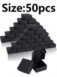 50pcs/10pcs 纯色盒 2.16 英寸 * 2.16 英寸 * 0.98 英寸迷你盒，珠宝盒包装，棕色牛皮纸盒，白色纸盒，黑色纸盒，派对装饰礼盒。生日礼盒，婚礼装饰包装盒，DIY 自制 - 黑色 - 查看 14