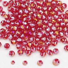 50-200 件红色玻璃水晶刻面圆珠，3-6 毫米，DIY 珠宝制作用品，适用于手链、项链、耳环 - 一袋 - 查看 3