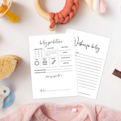 30 kart z przewidywaniami i poradami dla dziecka do gier i aktywności na baby shower, życzenia dla dziecka, białe karty z przewidywaniami i poradami dla dziecka, karty aktywności na imprezę, wiadomość dla nowych rodziców, książka z poradami dotyczącymi ujawnienia płci dziecka, życzenia dla dziecka, porady dla przyszłych rodziców, porady dla przyszłych rodziców – grube karty jednostronne – minimalistyczne