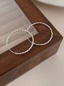 S925 Sterling Silber gedrehte dicke Creolen, minimalistisches Design, perfektes Geschenk - Kreis - Übersicht 7