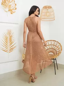 Women Sweater Dresses - 新米色 - 查看 2