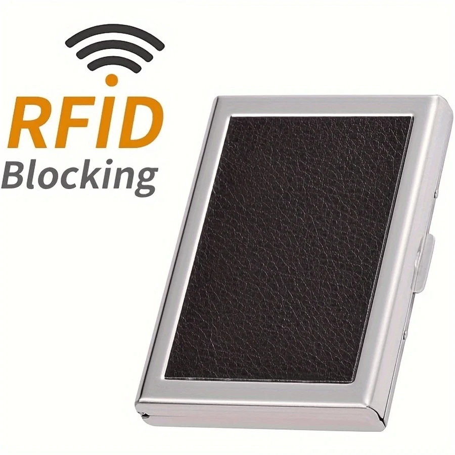 双面皮革 RFID 信用卡夹 金属信用卡盒 钱包 名片夹 女士 男士 黑色卡片夹 女士卡片夹 卡片套 男士卡片夹 男士礼物 礼物创意 男士生日礼物 男士礼物 丈夫礼物 女士礼物 - 彩色 - 查看 1