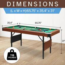 5.5 Ft Portable Pool Table, Billiard Tables, Foldable Pool Table Space-Saving With Billiard Complete Set Of Accessories For Kids And Adults, Indoor Or Outdoor Pool Table - Mocha Brown - View 3