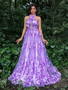 Faeriesty Váy dạ hội và trang trọng cho nữ Váy dự tiệc cưới thanh lịch, dự tiệc tốt nghiệp, tiệc tối - Màu tím - Xem 3