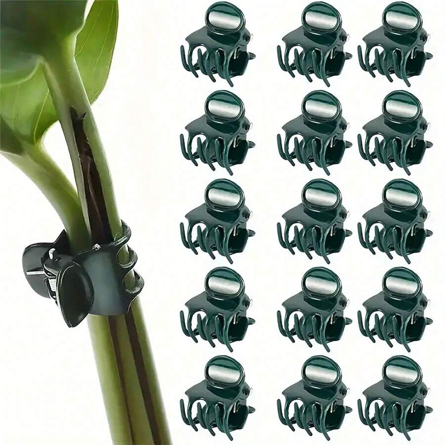 20 pièces/set Clip de fixation en plastique pour plante, clip de jardin minimaliste de couleur unie pour l'extérieur