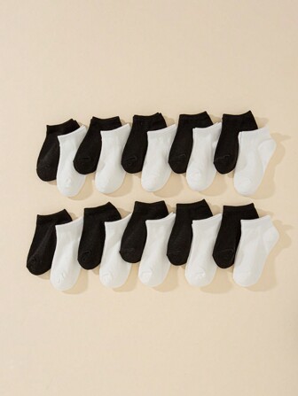 20 Pairs Classic Black & White Crew Socks For Boys And Girls, Simple Design, Comfortable And Breathable, Suitable For Daily Casual Wear/Back To School Season