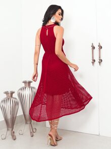 Women Sweater Dresses - Burnt Red - View 2