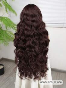 万圣节服装假发 合成耐热前蕾丝假发 13*4 长波浪发 30 英寸 棕色 日常使用高品质女士假发 自然外观高品质合成柔软初学者友好假发 - 棕色 - 查看 6