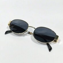 Vintage Oval Decorative Glasses, Women's Small Metal Frame Fashion Glasses, Women's Decorative Glasses, Beach Accessories, Summer Beach Vacation & Outdoor Travel Glasses, Vintage Oval Frame, Suitable For Outings, Back To School Season - Black - View 3