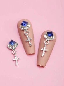 10件装合金方形十字美甲装饰品，美甲水钻，钻石合金美甲装饰，DIY美甲饰品，美甲宝石，美甲用品 - 彩色 - 查看 11