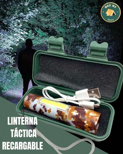 M&D MX Lampara Recargable Led 2000l Linterna Lateral Usb, Lámpara Táctica Recargable Ajustable 2 en 1, Linterna recargable con luz LED, adecuada para acampar al aire libre, Linterna, Batería Recargable, Luz De Flash Para Acampar, Adecuada Para Pesca Y Montañismo,POTENTE LINTERNA LED MINI LÁMPARA TÁCTICA LÁMPARA DE CAMPING LED Q5 ULTRA BRILLANTE. A-717, A-717A, A-717B