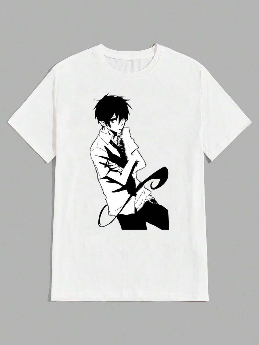Blue Exorcist Anime T-Shirt Unisex 100% Cotton Streetwear Launch Shipping In Various Colors!! - 白色 - 查看 1