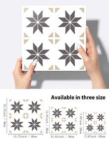9pcs Floor Tile Sticker, Boho Geometric Pattern Peel And Stick Tiles Stickers, Easy To Paste, Removable PVC Floor Sticker Wall Tile Stickers For Living Room Kitchen Bathroom - Multicolor - View 5