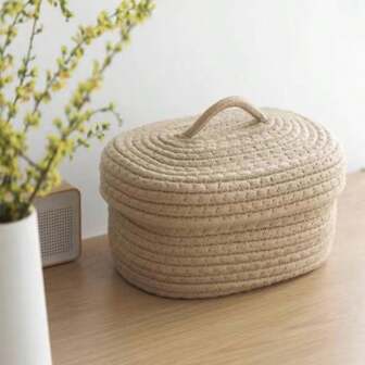 Natural Woven Desktop Storage Box, Simple Handmade Cosmetic, Sundries & Sewing Organizer, Dustproof Japanese Style,Kitchen,Kitchen Accessories,Kitchen Tools,Organiser Kitchen,Makeup Organizer,Wedding Items,Flower Decorations,Home Stuff,Table,Home Decorations,Home Organization And Storage,Room Decor,Room Decor Bedroom,Modern Boho Rope Plant Hangers, Wood Rattan Geometric Baskets, NaturalMix Metal Frame Accents For Coastal Garden Decor