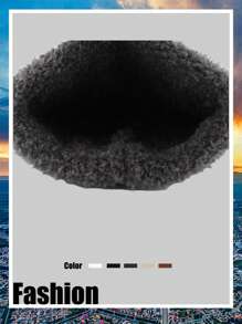 1pc Plush Cat Ear Knitted Beanie Hat, Warm Lined Autumn Winter Cute Earflap Cap Halloween - Multicolor - View 8