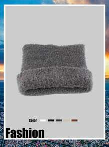 1pc Plush Cat Ear Knitted Beanie Hat, Warm Lined Autumn Winter Cute Earflap Cap Halloween - Multicolor - View 7