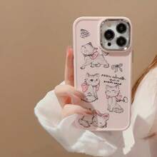 Apple Cute Pink Kitten Design Phone Case Compatible With Iphone 14/15, IPhone 11/12/13 Pro Max, Creative Protection Cover - Multicolor - View 4