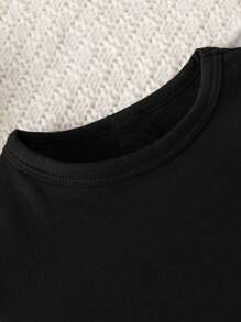 2pcs Baby Girl Cartoon Animal Print Short Sleeve T-Shirt And Casual Pants Set, Spring/Autumn - Purple - View 3