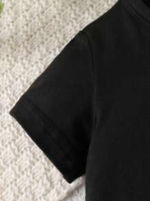 2pcs Baby Girl Cartoon Animal Print Short Sleeve T-Shirt And Casual Pants Set, Spring/Autumn - Purple - View 4