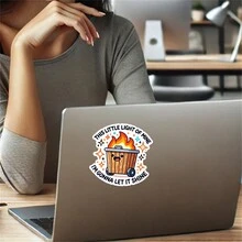 Funny "My Little Lamp" Trash Can Fire Vinyl Sticker - Suitable For Laptop, Water Bottle And Car Window | Humorous Meme Gift Idea - Multicolor - View 5