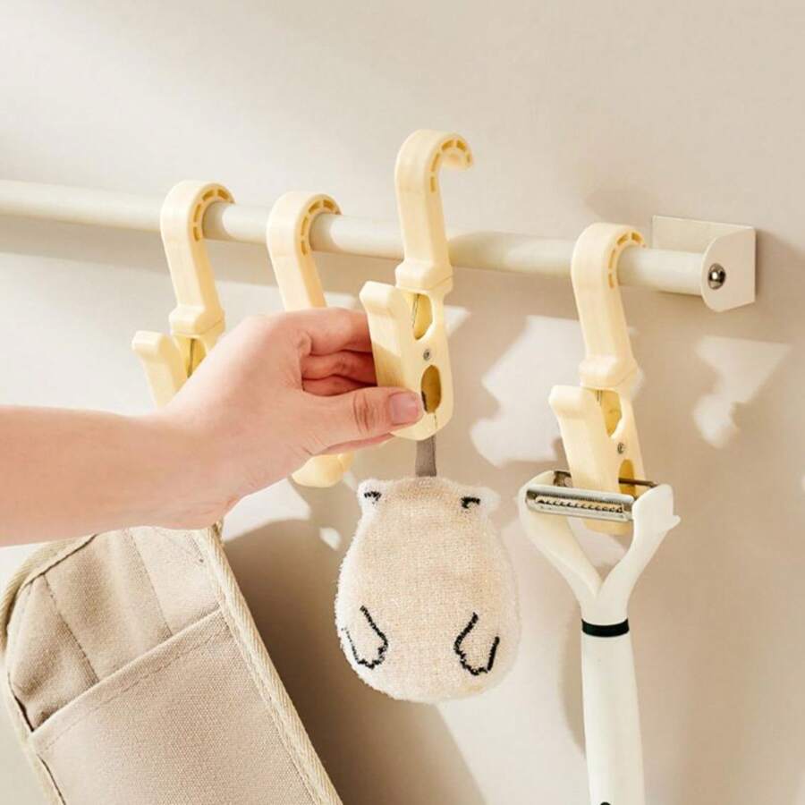 3PCS/1套浴室可旋转毛巾钩洗面奶牙膏倒钩衣柜围巾帽子收纳钩