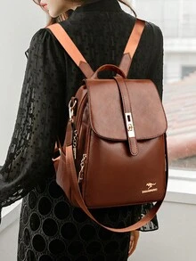 Large Capacity Women Backpack Purses High Quality Leather Female Vintage Bag School Bags Travel Bagpack Ladies Bookbag Rucksacks - Brown - View 6