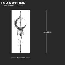 INKARTLINK 革命性的纹身技术，半永久纹身，逼真纹身，墨水月疤痕，移动纹身，临时纹身，防水，逼真纹身外观，小众设计纹身，果汁纹身，植物纹身 - 黑色 - 查看 5