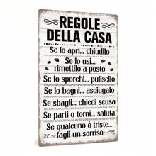 Putuo Decor 1 Pezzo Cartello Vintage In Metallo Stile Italiano "Regole Della Casa - Se Lo Apri... Chiudilo Se Lo Usi... Rimettilo A Posto", Decorazione Da Parete Per Casa, Fattoria, Soggiorno, Idea Regalo