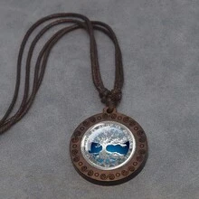 1pc Tree Of Life Glass Cabochon Necklace Vintage Rope Chain Wooden Pendant Necklace Life Tree Jewelry - style - View 9