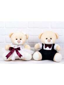Decorative Teddy Bear Couple For Wedding, Pageboy Gift - Details Marsala - 奶油 - 查看 1