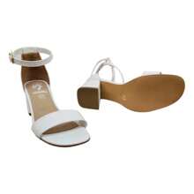 Sandalias Tacón Bajo Grueso Pulsera Y Correa Gladiador 2 En1 - Blanco - Ver 3