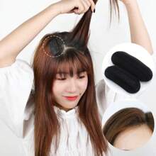 1 件棕色/黑色刘海蓬松发型制作器，隐形蓬松发垫海绵夹，适合女性日常佩戴发饰、美发工具