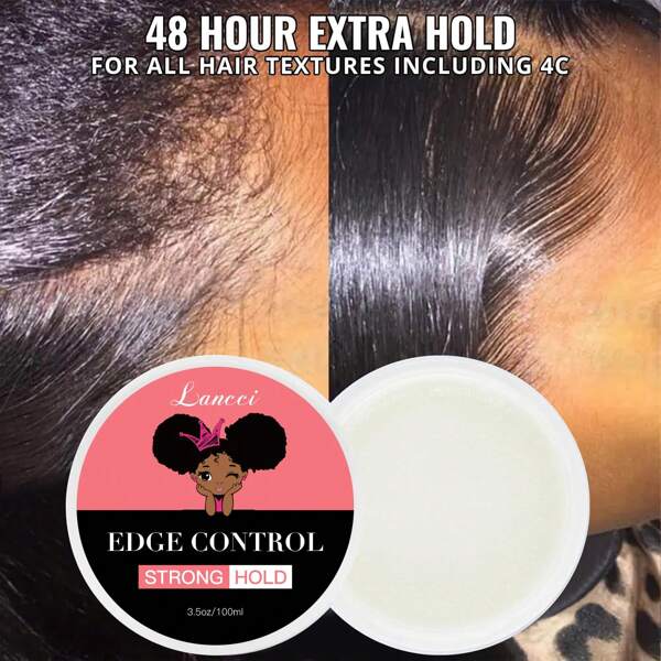 Edge Control Wax For Women Strong Hold  Non-Greasy Edge Smoother Strawberry Scent 24 Hour Hold3.5oz/100ml