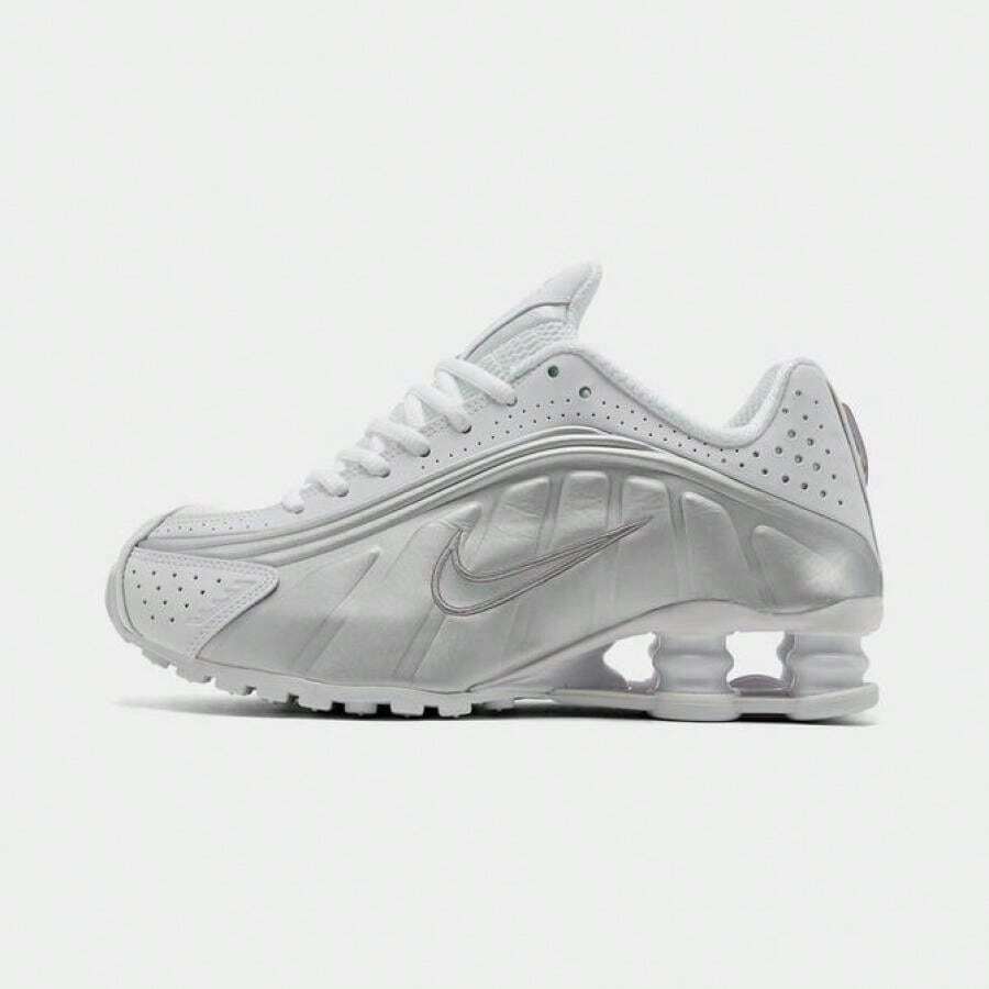 Women's Nike Shox R4 Casual Shoes - AR3565-101/Trắng/Trắng/Bạc kim loại/Cam tối đa - Xem 1