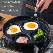 1pc Hamburger & Egg Frying Pan, Household Breakfast Poached Egg & Pancake Pan, Non-Stick Flat Bottom Frying Pan With Multi-Hole Mold - Multicolor - View 1