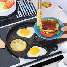 1pc Hamburger & Egg Frying Pan, Household Breakfast Poached Egg & Pancake Pan, Non-Stick Flat Bottom Frying Pan With Multi-Hole Mold - Multicolor - View 3