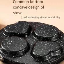 1pc Hamburger & Egg Frying Pan, Household Breakfast Poached Egg & Pancake Pan, Non-Stick Flat Bottom Frying Pan With Multi-Hole Mold - Multicolor - View 4