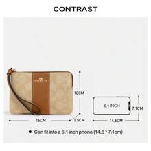 Coach 女士超薄转角拉链腕带手拿包女士钱包采用标志性帆布 CS602 IMNLJ - 卡其色 - 查看 4