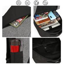 Paquete de 3 mochilas informales con carga USB para ordenador portátil escolar de 15,6 pulgadas - Azul - Ver 2