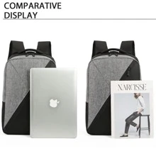 Paquete de 3 mochilas informales con carga USB para ordenador portátil escolar de 15,6 pulgadas - Azul - Ver 6