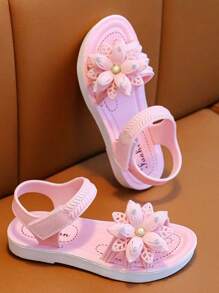 TEEOEC 女童夏季 2024 新款防滑软底公主凉鞋，适合小/中/女童的休闲户外服装 - 粉色 - 查看 5