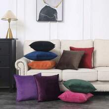 2pcs Scandinavian Solid Color Hollandic Flannel Ruffle Decorative Pillow Case (Pillow Inner Not Included), Square Cushion Cover, Holiday Home Decor Pillowcase, Soft Comfy Linen-Like Fabric, Modern Sofa, Bedroom And Dorm Decor - Black - View 9