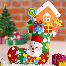 圣诞装饰 1/4 件大号毛毡无纺布圣诞袜 DIY 套件，儿童手工缝纫和粘合材料，适合圣诞节 - 彩色 - 查看 8